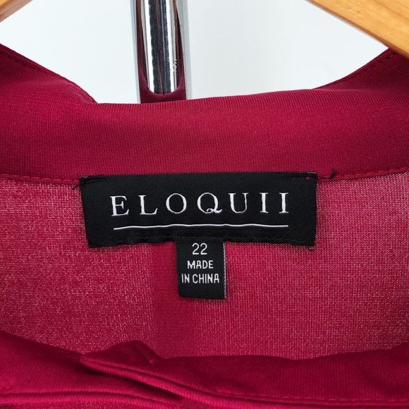 Eloquii Claret Open Neck Cutout Long Sleeve Button Front Dress NWT size 22 - Picture 9 of 13